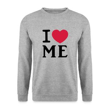 Je me aime Logo coeur - Sweat-shirt Unisexe - gris chiné - Devant - Alina (178cm) & Michal (187cm)