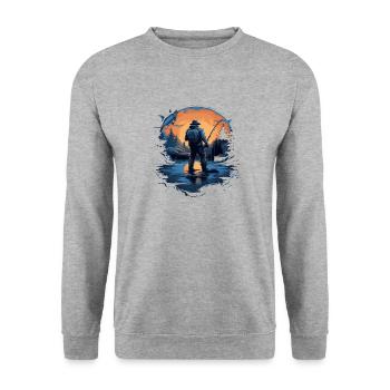 Fischfischer 4 - Unisex Pullover - Weißgrau meliert - Vorne - Alina (178cm) & Michal (187cm)