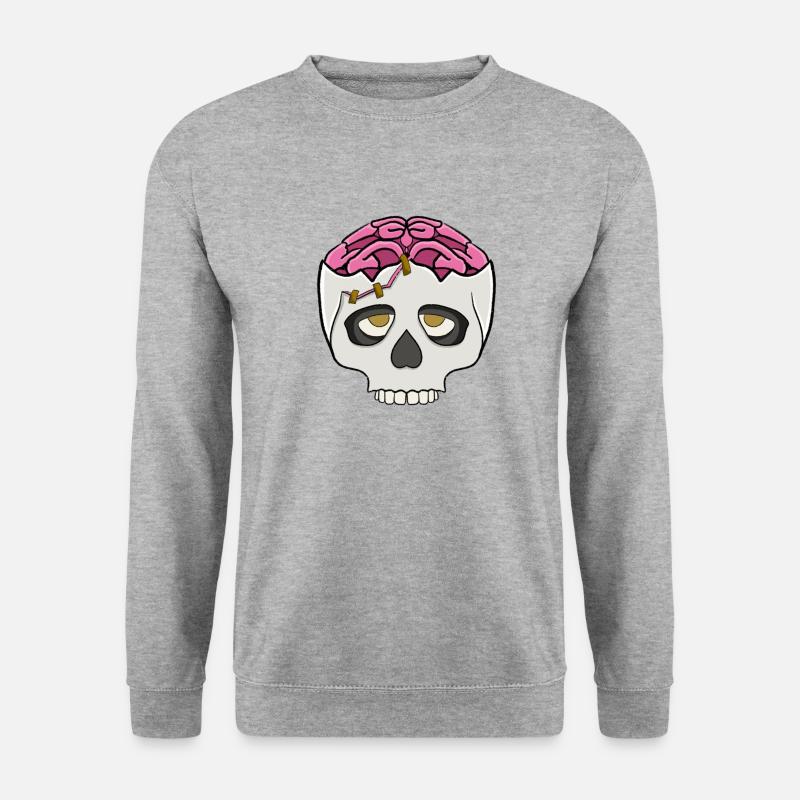 Schädel mit Gehirn - Unisex Pullover - Weißgrau meliert
