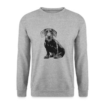 wire-haired dachshund, dachshund, dachshund, hunting dog - Unisex Sweatshirt - salt & pepper - Front - Alina (178cm) & Michal (187cm)