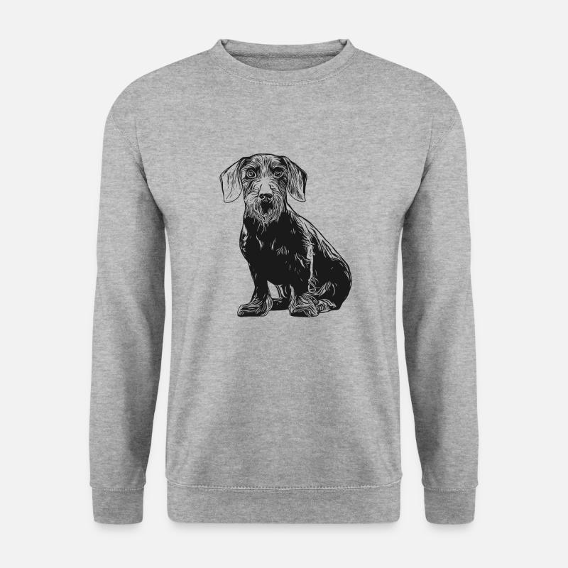 teckel à poil dur, teckel, teckel, teckel, chien de chasse - Sweat-shirt Unisexe - gris chiné