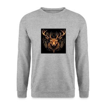 Hirschkopf 2 - Unisex Pullover - Weißgrau meliert - Vorne - Alina (178cm) & Michal (187cm)