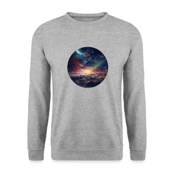 Galaxiezauber - Unendliche Ferne - Unisex Pullover - Weißgrau meliert - Vorne - Alina (178cm) & Michal (187cm)