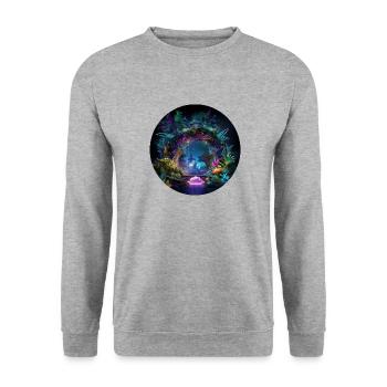 Aventures dans la jungle brillante: Neon Jungle Explore - Sweat-shirt Unisexe - gris chiné - Devant - Alina (178cm) & Michal (187cm)