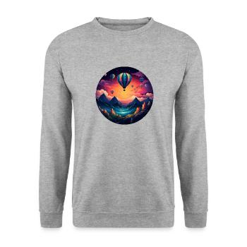 Retro adventures full of life: Your unique R - Unisex Sweatshirt - salt & pepper - Front - Alina (178cm) & Michal (187cm)