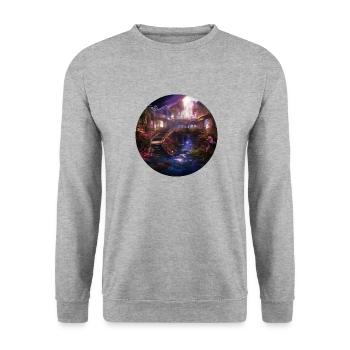 Verzauberter Astral-Sternenhafen - Unisex Pullover - Weißgrau meliert - Vorne - Alina (178cm) & Michal (187cm)