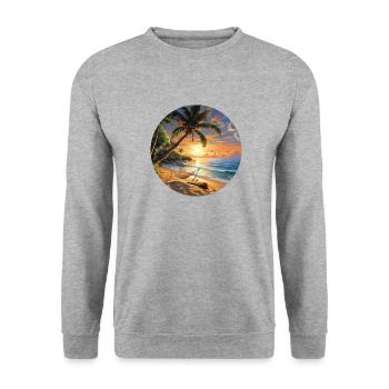 Entspannter Küstenausflug: Wellenmagie im Sommer - Unisex Pullover - Weißgrau meliert - Vorne - Alina (178cm) & Michal (187cm)