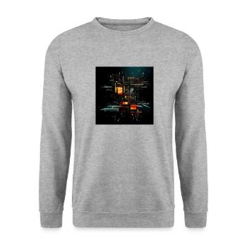 Digitale Kreativität: Moderne Technologie - Unisex Pullover - Weißgrau meliert - Vorne - Alina (178cm) & Michal (187cm)