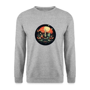 L’ère spatiale élégante : le rétro-futurisme - Sweat-shirt Unisexe - gris chiné - Devant - Alina (178cm) & Michal (187cm)