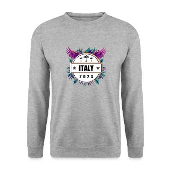 Italien 2024 Team - Unisex Pullover - Weißgrau meliert - Vorne - Alina (178cm) & Michal (187cm)