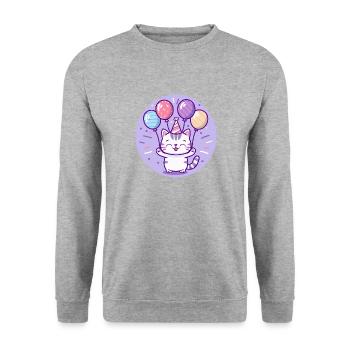 Cat Birthday Baby - Unisex Sweatshirt - salt & pepper - Front - Alina (178cm) & Michal (187cm)