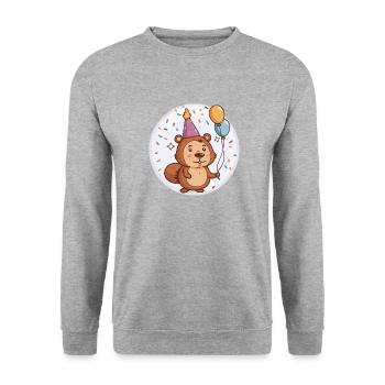 Beaver Birthday Baby - Unisex Sweatshirt - salt & pepper - Front - Alina (178cm) & Michal (187cm)