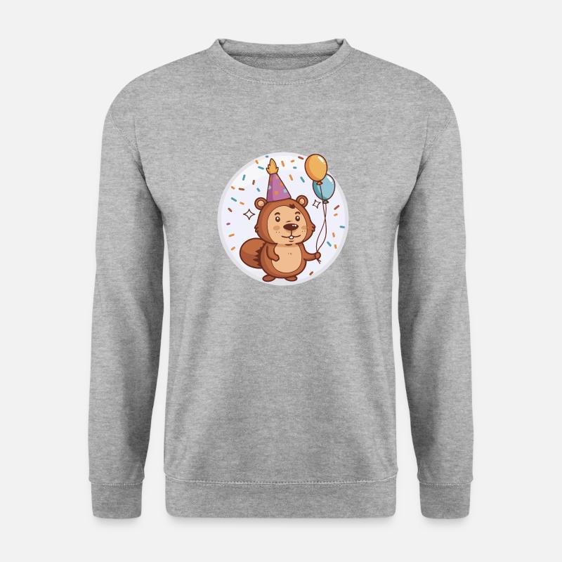 Bébé d’anniversaire de castor - Sweat-shirt Unisexe - gris chiné