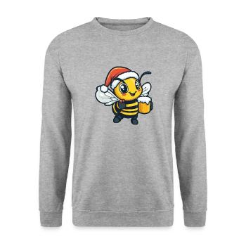 Biene Bier Xmas Weihnachten - Unisex Pullover - Weißgrau meliert - Vorne - Alina (178cm) & Michal (187cm)