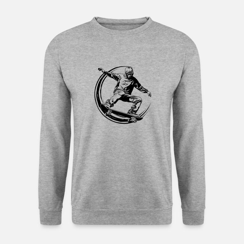Skateboarding Mann Skateboard - Unisex Pullover - Weißgrau meliert