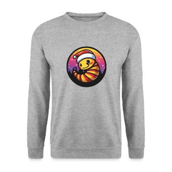Wurm Weihnachten X-Mas - Unisex Pullover - Weißgrau meliert - Vorne - Alina (178cm) & Michal (187cm)