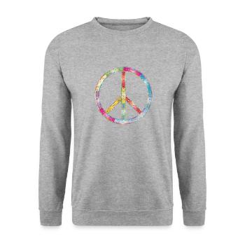 LA PAIX SIGNE YOGA MÉDITATION BOUDDHA T-SHIRT - Sweat-shirt Unisexe - gris chiné - Devant - Alina (178cm) & Michal (187cm)