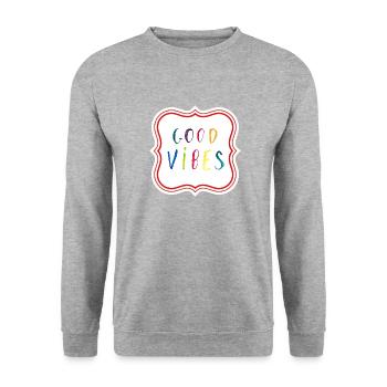 Good Vibes Geschenk - Unisex Pullover - Weißgrau meliert - Vorne - Alina (178cm) & Michal (187cm)