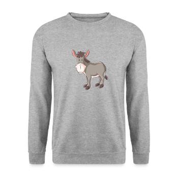 Lustiger Esel für Kinder - Unisex Pullover - Weißgrau meliert - Vorne - Alina (178cm) & Michal (187cm)