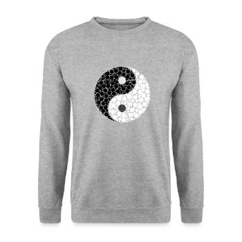 Ying Yang - Unisex Pullover - Weißgrau meliert - Vorne - Alina (178cm) & Michal (187cm)