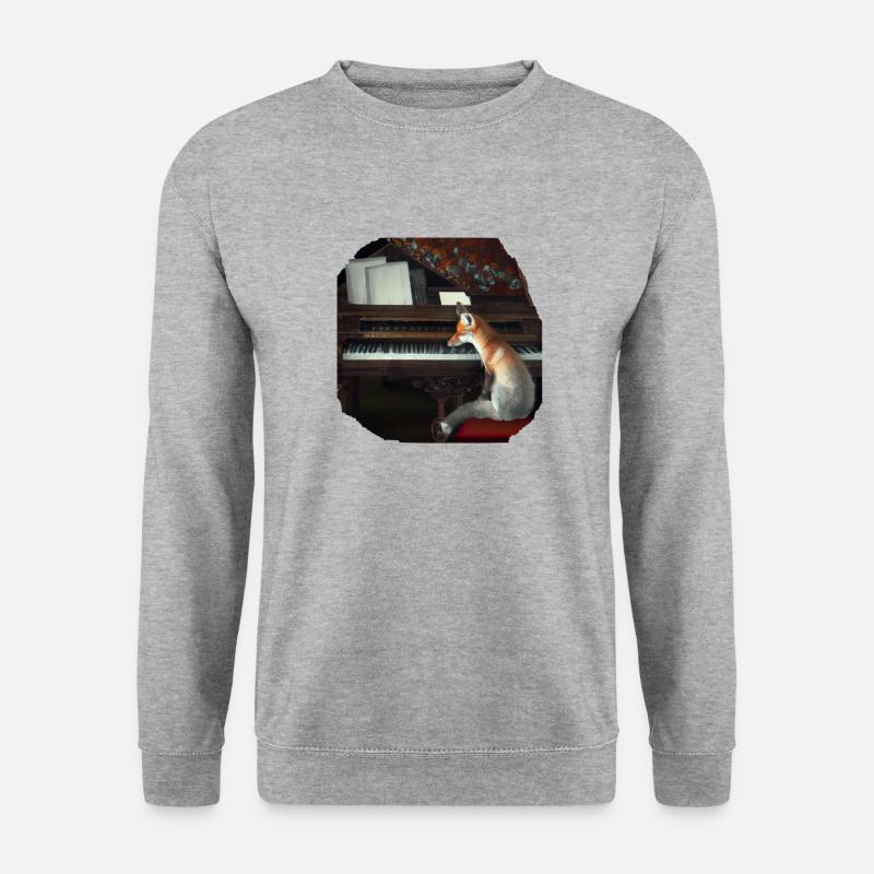 Fuchs am Piano - Unisex Pullover - Weißgrau meliert
