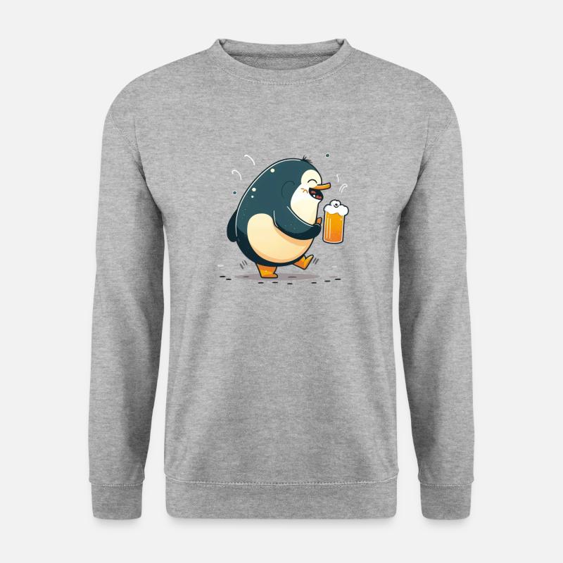 Cute penguin with beer - Unisex Sweatshirt - salt & pepper