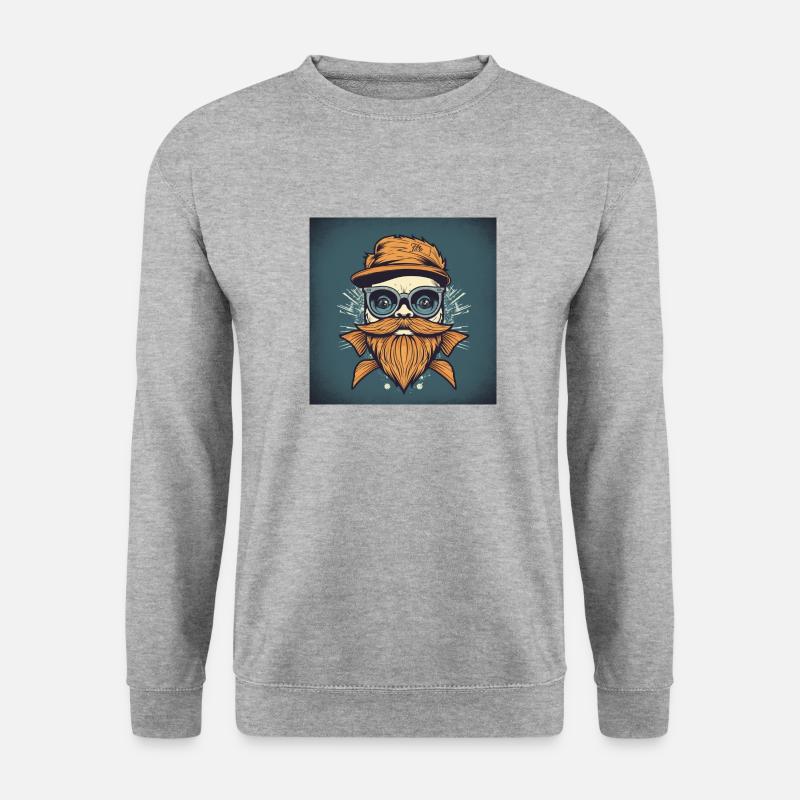 hipster fish 5 - Sweat-shirt Unisexe - gris chiné