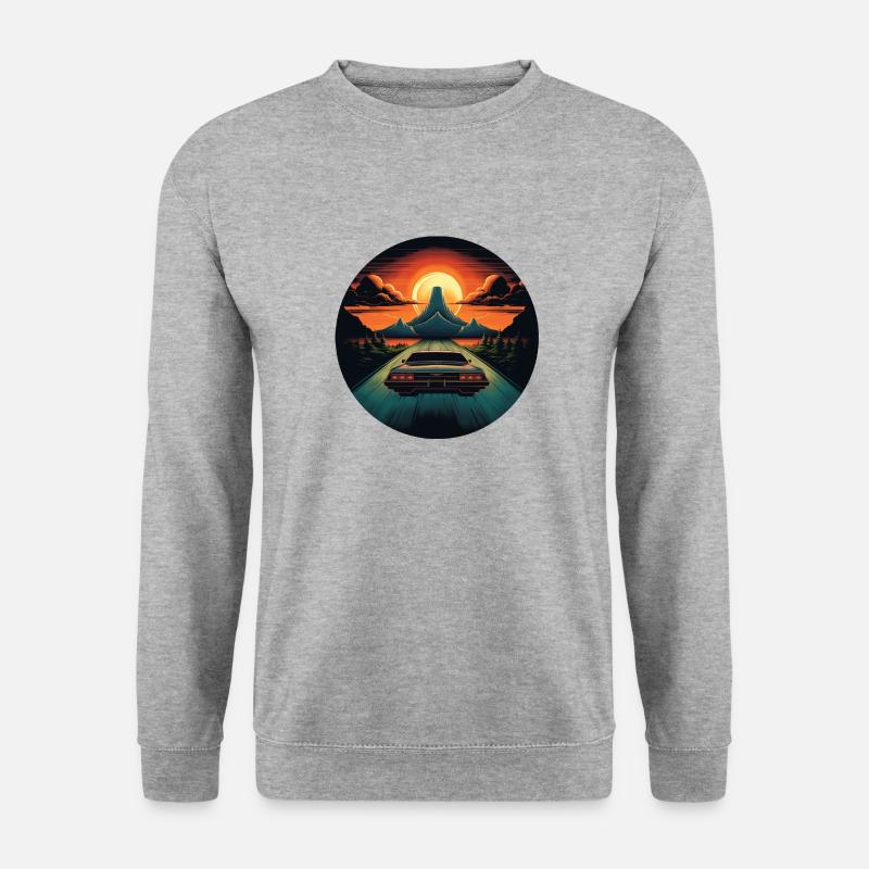 Retro Oldtimer in der Natur - Unisex Pullover - Weißgrau meliert