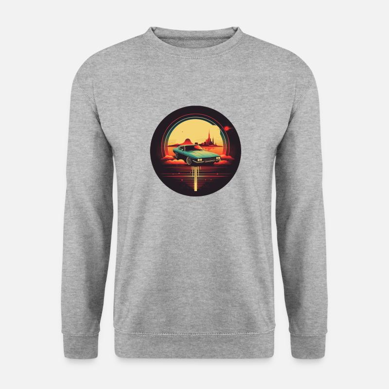 Futuristische Nostalgie - Retro Auto - Unisex Pullover - Weißgrau meliert