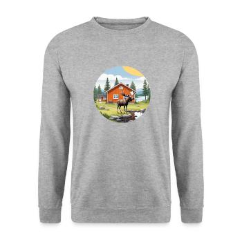 Nature Life Sweden Logo Moose Blog House Nature - Unisex Sweatshirt - salt & pepper - Front - Alina (178cm) & Michal (187cm)