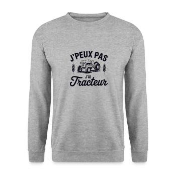 tee shirt I can't I have tractor - Unisex Sweatshirt - salt & pepper - Front - Alina (178cm) & Michal (187cm)