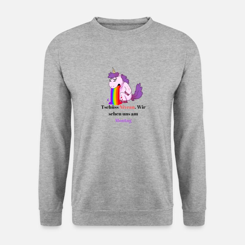 Einhorn Comic Sprüche Design - Unisex Pullover - Weißgrau meliert