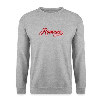 Romane - Prénom - Sweat-shirt Unisexe - gris chiné - Devant - Alina (178cm) & Michal (187cm)