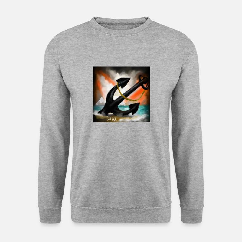 Schiffsanker - Unisex Pullover - Weißgrau meliert