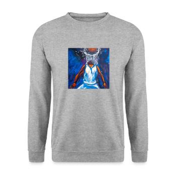 Basketball - Unisex Pullover - Weißgrau meliert - Vorne - Alina (178cm) & Michal (187cm)