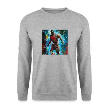 Fußballspieler - Unisex Pullover - Weißgrau meliert - Vorne - Alina (178cm) & Michal (187cm)