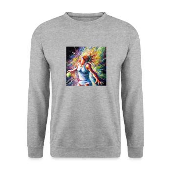 Tennis - Unisex Pullover - Weißgrau meliert - Vorne - Alina (178cm) & Michal (187cm)