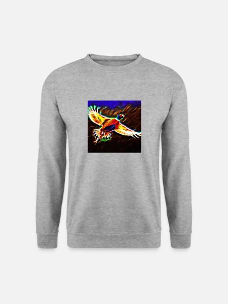 Fliegender Fasan - Unisex Pullover - Weißgrau meliert