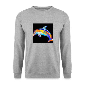 Delphin - Unisex Pullover - Weißgrau meliert - Vorne - Alina (178cm) & Michal (187cm)