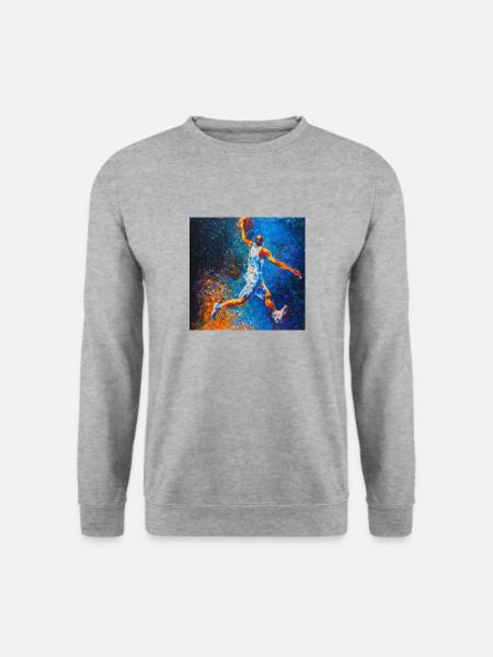 Basketballspieler - Unisex Pullover - Weißgrau meliert