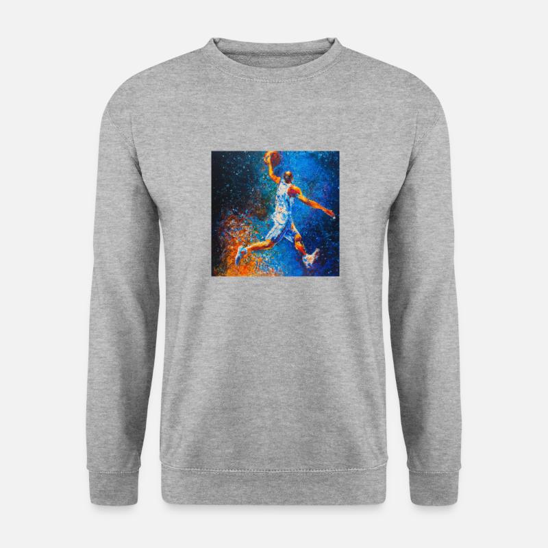 Basketballspieler - Unisex Pullover - Weißgrau meliert