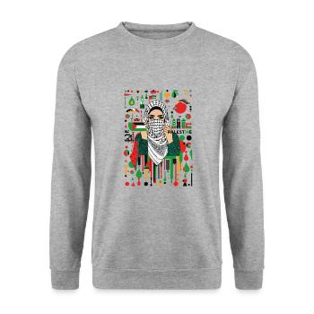 Palestine free 01 - Unisex Sweatshirt - salt & pepper - Front - Alina (178cm) & Michal (187cm)