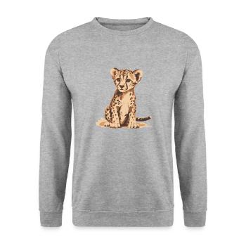 Bébé guépard - Sweat-shirt Unisexe - gris chiné - Devant - Alina (178cm) & Michal (187cm)
