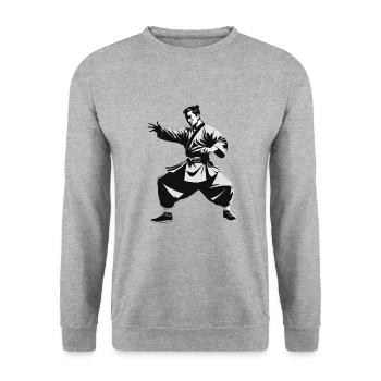 Shaolin Monk - Martial Arts Sticker - Unisex Sweatshirt - salt & pepper - Front - Alina (178cm) & Michal (187cm)