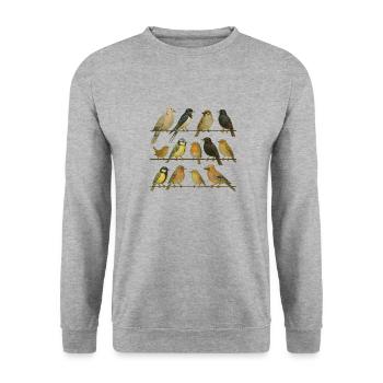 Ornithologue amateur, amoureux des oiseaux - Sweat-shirt Unisexe - gris chiné - Devant - Alina (178cm) & Michal (187cm)