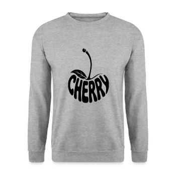 Cherry - Cool Fruit Logo - Unisex Pullover - Weißgrau meliert - Vorne - Alina (178cm) & Michal (187cm)