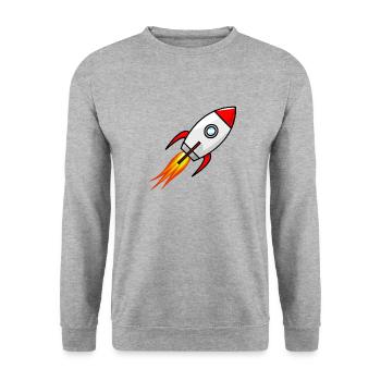 rakete rocket space shuttle ufo raumschiff mond - Unisex Pullover - Weißgrau meliert - Vorne - Alina (178cm) & Michal (187cm)