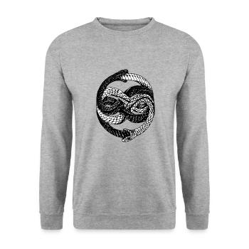 Schlangen - Unisex Pullover - Weißgrau meliert - Vorne - Alina (178cm) & Michal (187cm)