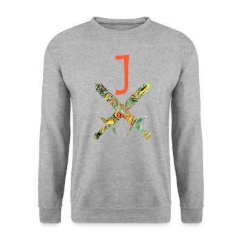 épées croisées e 200 j - Sweat-shirt Unisexe - gris chiné - Devant - Alina (178cm) & Michal (187cm)