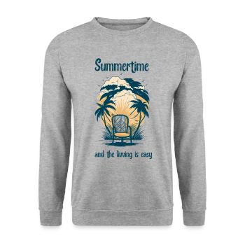 Summertime and the living is easy. Cool saying. - Unisex Sweatshirt - salt & pepper - Front - Alina (178cm) & Michal (187cm)
